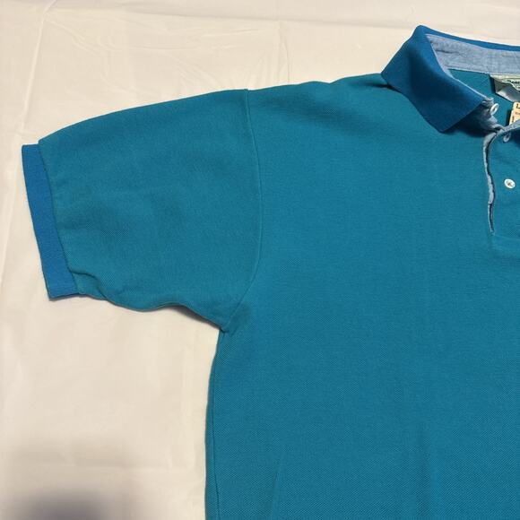 Vintage L.L. Bean Polo Shirt Men’s Large Teal Blue 100% Cotton Made in USA - NWT - Picture 3 of 10